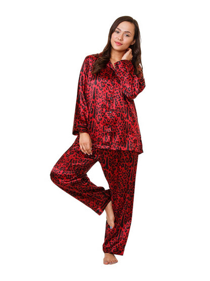 Up2date Fashion Women's Satin Pajama Set Long Sleeve Button Down Sleepwear 2-Piece Silky V-neck PJ Set with Pants