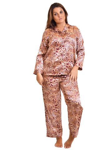 Women's Pajama Set / Pajamas / Pyjamas / PJs, Satin, Pastel Animal Print