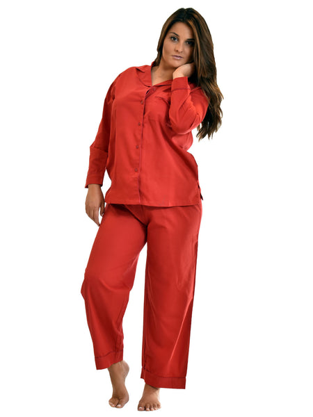 Women's Pajama Set / Pajamas / Pyjamas / PJs, Woven, Full Sleeve with Piping