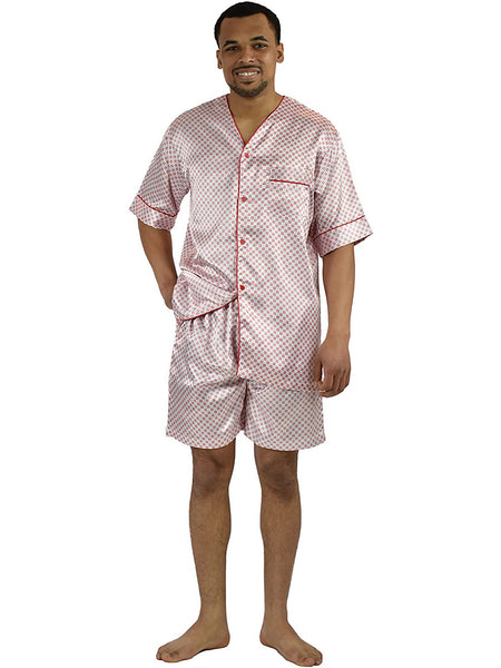 Men's Pajama Set / Pajamas / Pyjamas / PJs, Satin, Tie Print, Short-Sleeve V-Neck with Shorts