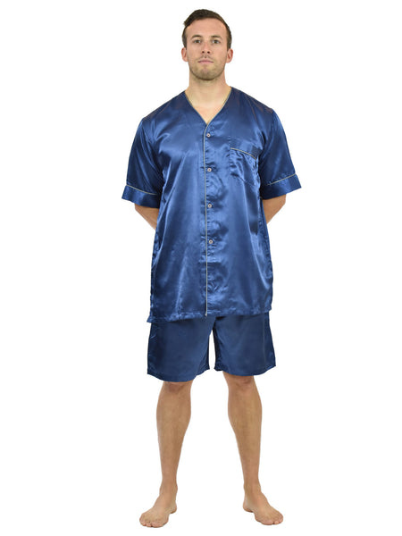 Men's Pajama Set / Pajamas / Pyjamas / PJs, Satin, Short-Sleeve V-Neck with Shorts