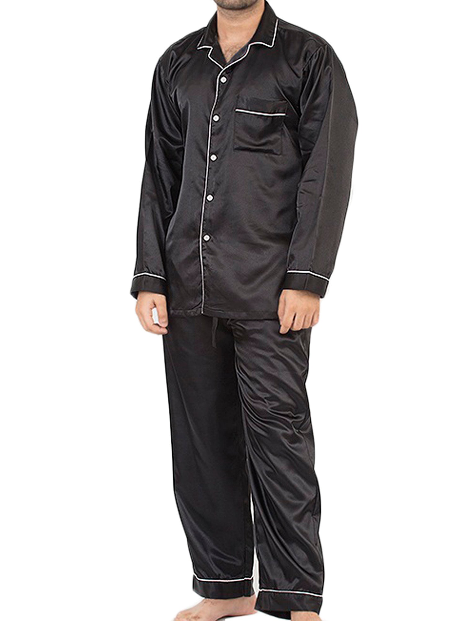 Men's Pajama Set / Pajamas / Pyjamas / PJs, Satin, Full Sleeve