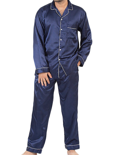Men's Pajama Set / Pajamas / Pyjamas / PJs, Satin, Full Sleeve