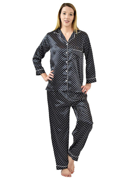 Women's Pajama Set / Pajamas / Pyjamas / PJs, Satin, Long Button-Down