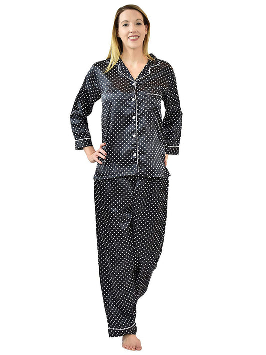 Women's Pajama Set / Pajamas / Pyjamas / PJs, Satin, Long Button-Down