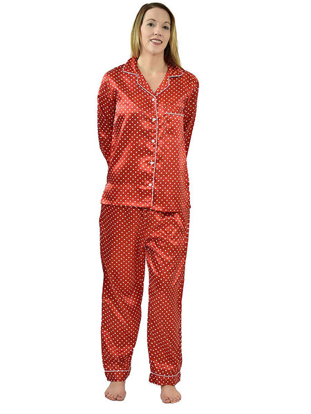 Women's Pajama Set / Pajamas / Pyjamas / PJs, Satin, Long Button-Down