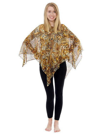 Women's Poncho, Beige Animal Print