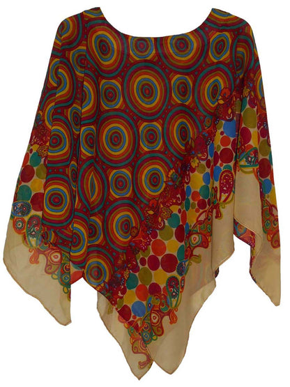 Women's Poncho, Rainbow Mix Print