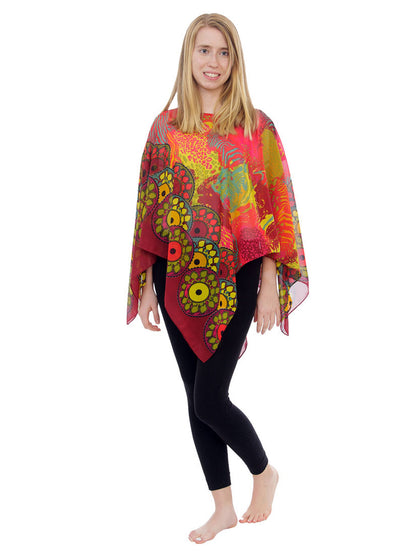 Women's Poncho, Sunset Safari Print