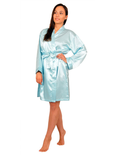 Women's Short Robe, Satin, Solid Colors